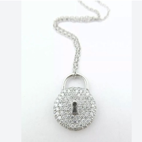 TIFFANY & CO ROUND PAVE DIAMOND LOCK NECKLACE - Picture 8 of 16